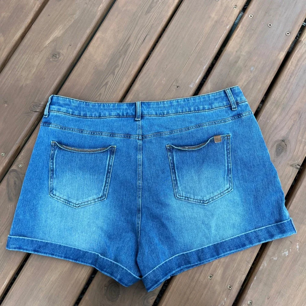 Halara Jean Shorts Flex Denim Blue Cuffed Stretch Comfort Womens XL